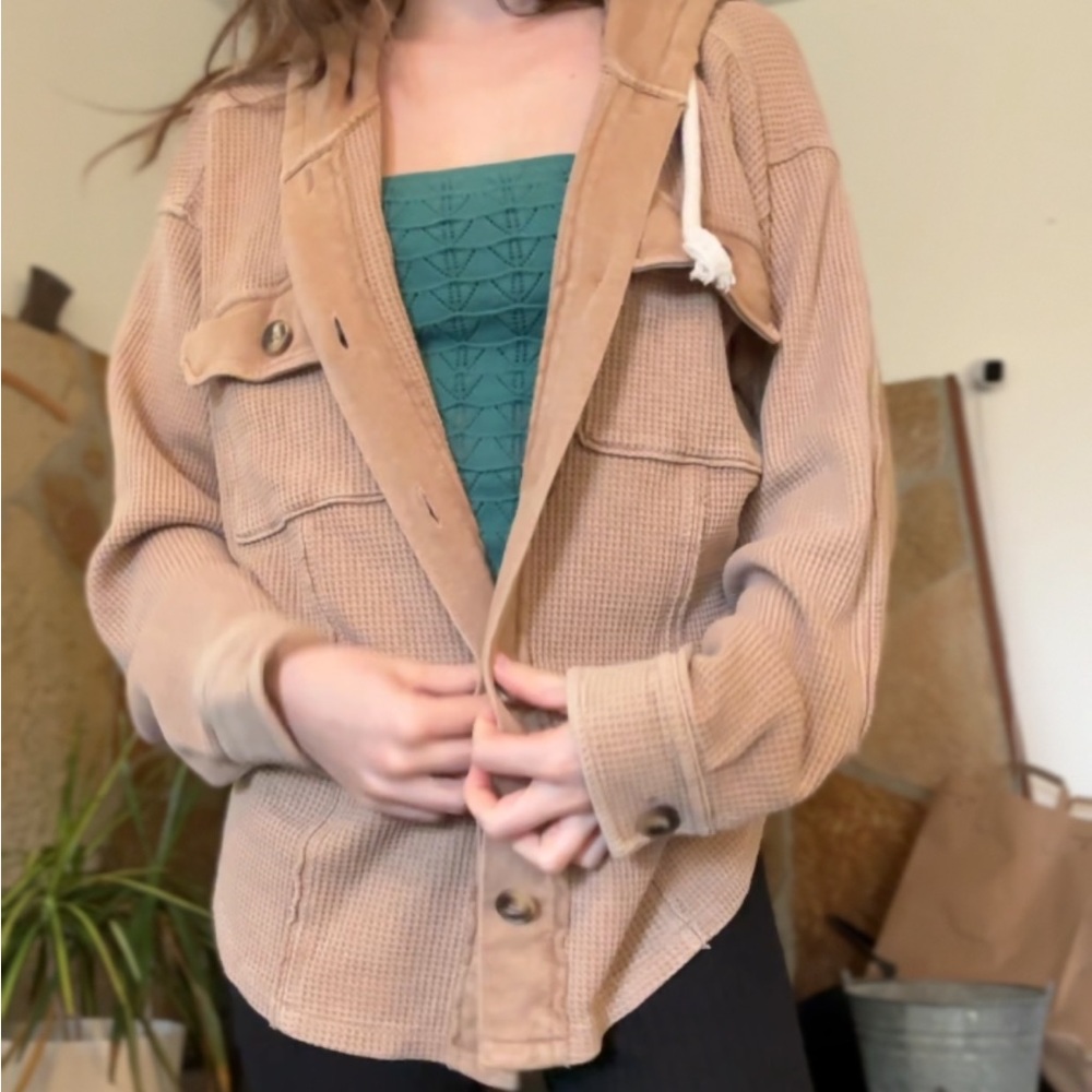 Lightweight button up shacket